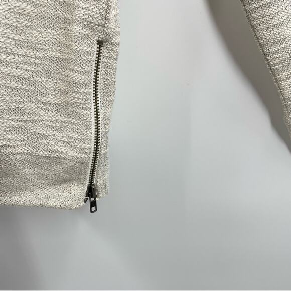 Ann Taylor Loft Metallic Sparkle Side Zip Crew Sweatshirt Top Cream Gray S new - Picture 4 of 13